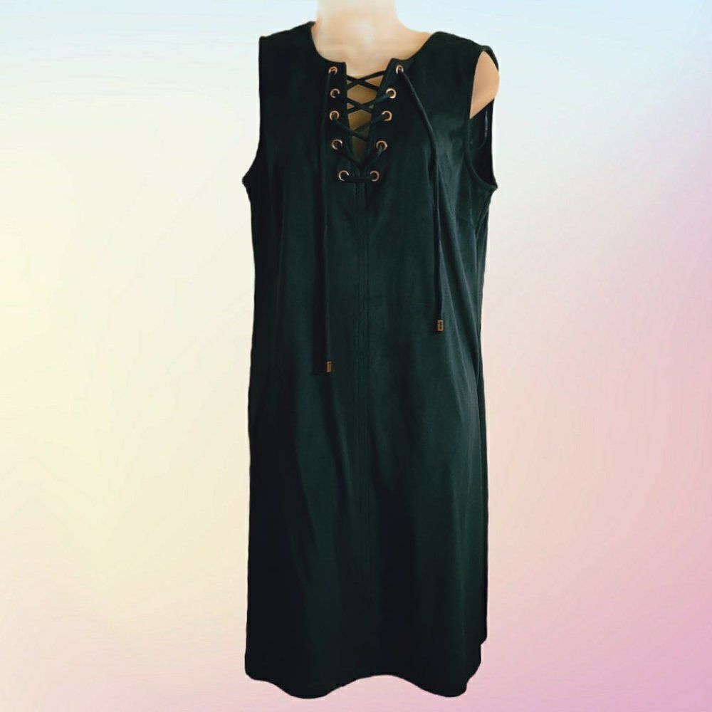 Sandra Darren Blue Suede Dress size Large